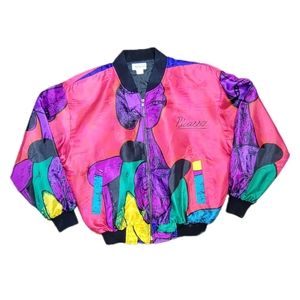 VINTAGE 90's Women's Monaliza High Fashion "Picasso " Art Bomber Jacket